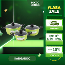Bộ nồi nhôm 3 chiếc 16/20/24cm Kangaroo KG993MX, chống dính bền, nấu ăn đa dạng