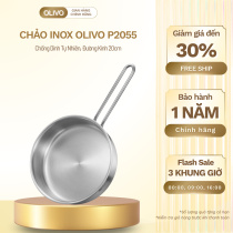 CHẢO INOX OLIVO P2055 – Chống Dính Tự Nhiên, Đường Kính 20cm, Nấu Được Trên Mọi Loại Bếp