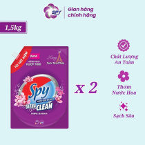 Combo 2 túi nước giặt xả SPY 1,5kg Ultra Clean hoa Tím lưu hương thơm mát dài lâu giúp vải mềm mại