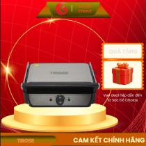 Kẹp nướng điện Tiross TS9654 2000W, 2 mặt nướng, khay chống dính, 6 mức nhiệt, nướng sandwich, thịt