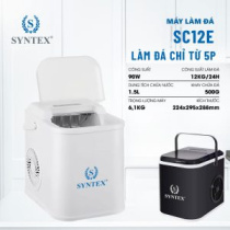 Máy làm đá mini gia đình Syntex SC12E - Nhỏ gọn, tiết kiệm điện, tiện lợi cho mọi nhà.