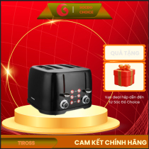 Máy nướng bánh mì 4 ngăn Tiross TS9660 1600W, hẹn giờ, khay hứng vụn, 3 chức năng, nướng nhanh