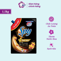 Nước Giặt Xả 3 Trong 1 SPY Plus Ultra Clean NGX, Sạch Sâu, Lưu Hương Bền Lâu, Túi 1.5kg