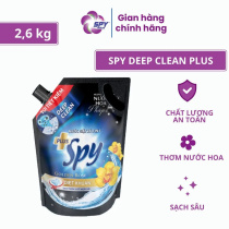 Nước giặt xả SPY DEEP CLEAN PLUS khử mùi diệt khuẩn, sạch sâu, thơm lâu giúp làm mềm vải 2,6kg