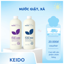Nước Giặt Xả Thiên Nhiên Keido Chai 1L Pure Lush & Pure Max – Thơm Lâu 72h, Kháng Khuẩn 24h, Sạch Sâu