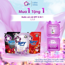 Nước xả vải Spy 5 trong 1 công nghệ hạt lưu hương, chống mốc, hương đắm say 1,2L
