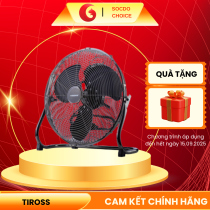 Quạt sàn TIROSS TS957 16 inch, công suất 65W, màu ghi súng, gió mạnh, bền bỉ, điều chỉnh đa hướng