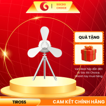 Quạt trần đa năng USB Tiross TS2287 cánh silicon êm mát, đèn LED 3 cấp độ, điều khiển từ xa