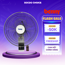 Quạt treo tường Benny FMW16, 50W, remote, lưu lượng gió lớn, bảo hành motor 2 năm