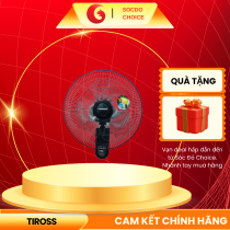 Quạt treo tường điều khiển từ xa Tiross TS9185 – công suất 50W, sải cánh 40cm, thiết kế nhỏ gọn, vận hành êm.