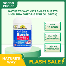 Viên uống dầu cá Omega-3 DHA cao cấp từ cá Nature's Way Kids Smart Bursts High DHA, hộp 60 viên, phát triển trí não, hỗ trợ mắt