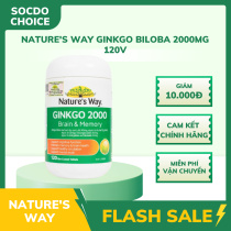 Viên uống Ginkgo Biloba Nature's Way, dung tích 2000mg, hộp 120 viên, tăng tuần hoàn máu, cải thiện trí nhớ