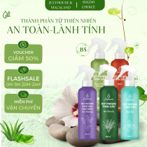 Xịt phòng thư giãn Julyhouse tinh dầu Sả Chanh, Bạc Hà, Bạch Đàn Chanh, Quế, Oải Hương thơm phòng 280ml